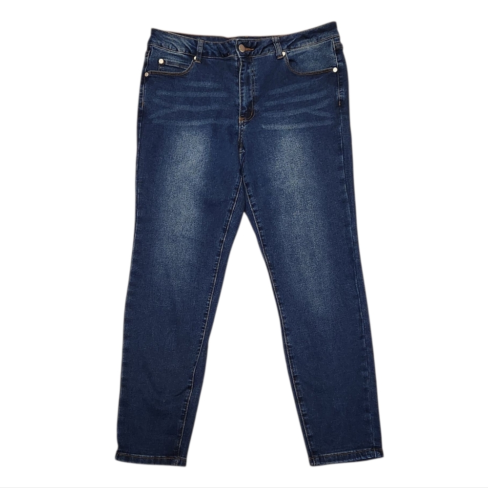 Tahari Dark Blue Ankle Jeans Kelly Midrise Skiny